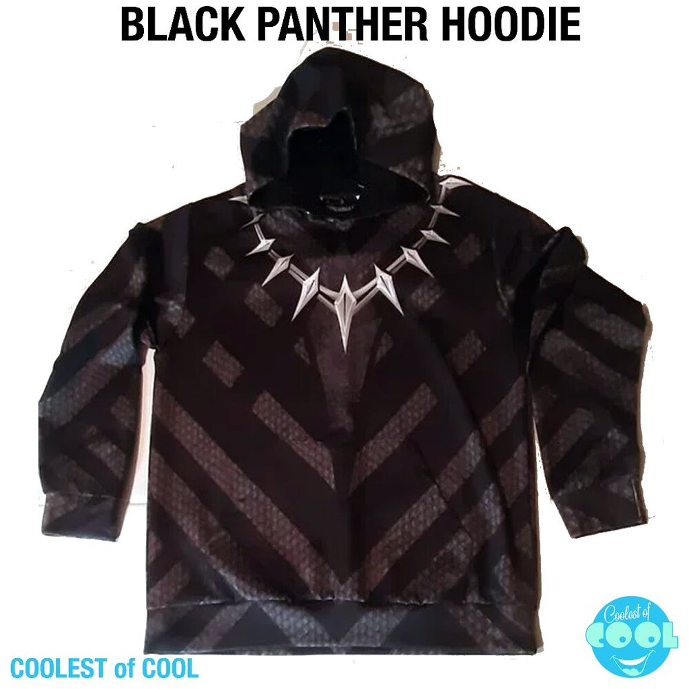Black Panther logo all over print hoody, size XL unisex mens womens Marvel